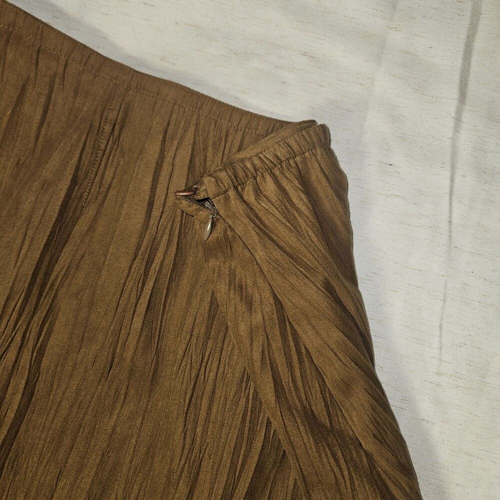 J Jill Satin Maxi Crinkle Skirt Brown Camel Size 6 Fairy Boho Western Peasant - Picture 4 of 10